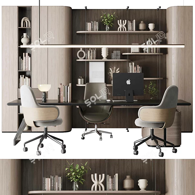  Executive Workstation Set - Office Furniture 3D model image 2