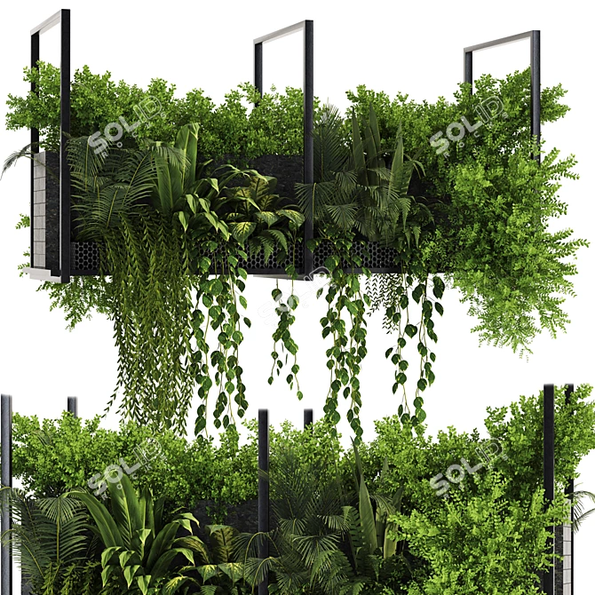 Metal Box Set64 Hanging Plants 3D model image 1