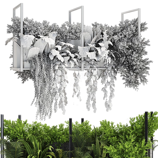 Metal Box Set64 Hanging Plants 3D model image 6