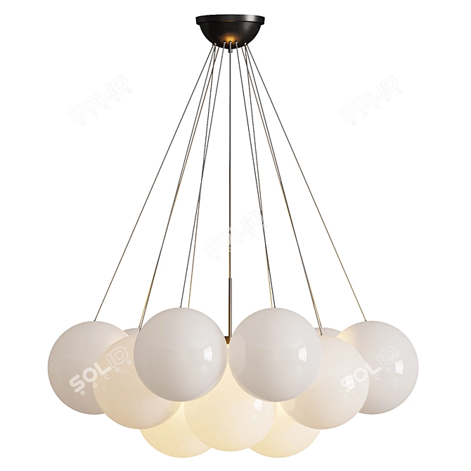 Modern PBR Chandelier, Glossy Materials 3D model image 1