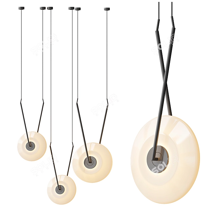Sleek Hokku Design Pendant 3D model image 3