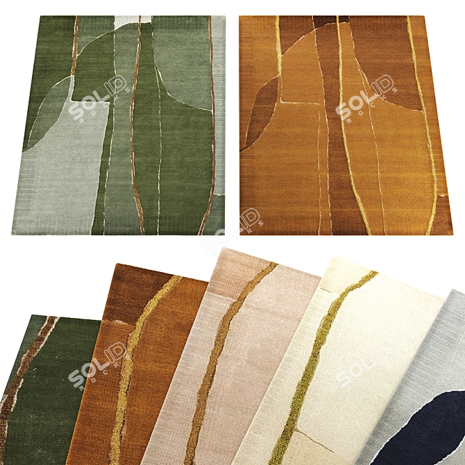 Golden Lines 5-in-1 Rug Set 3D model image 11