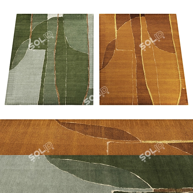 Golden Lines 5-in-1 Rug Set 3D model image 4