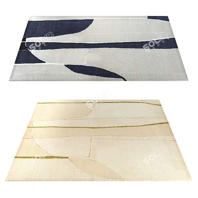 Golden Lines 5-in-1 Rug Set 3D model image 5