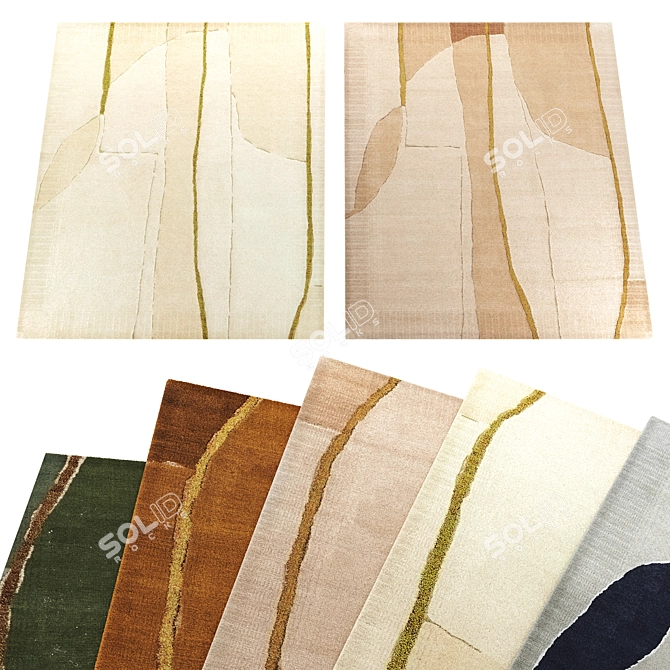 Golden Lines 5-in-1 Rug Set 3D model image 10