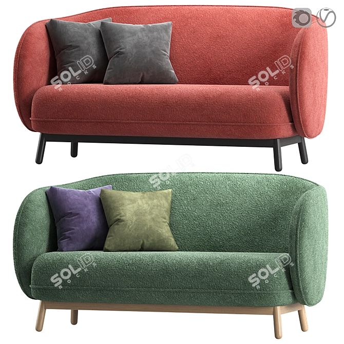 Designer Wooden Lounge Sofa Collection 3D model image 1