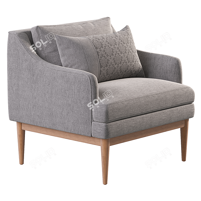 Modern Howell Wood Base Chair 3D model image 2