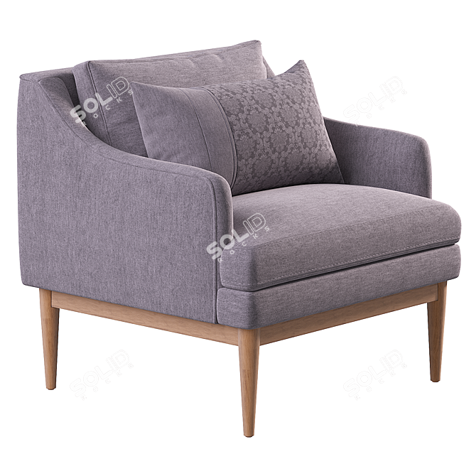 Modern Howell Wood Base Chair 3D model image 3