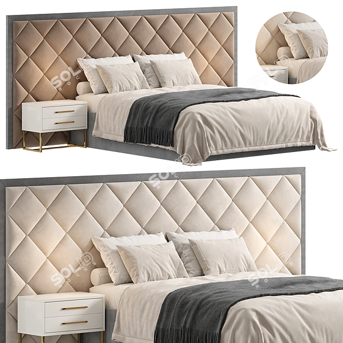 Elegant Marsel Bed Design 3D model image 1