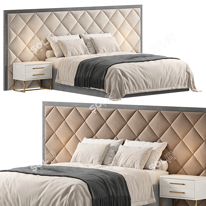 Elegant Marsel Bed Design 3D model image 2