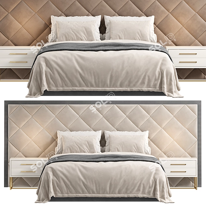 Elegant Marsel Bed Design 3D model image 3