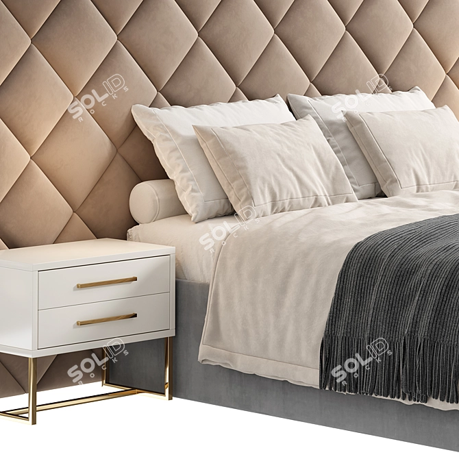 Elegant Marsel Bed Design 3D model image 4