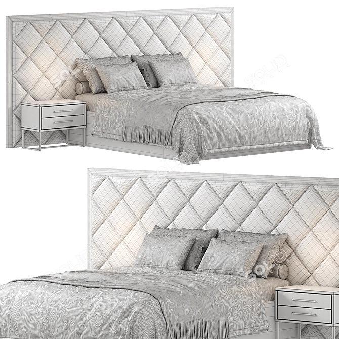 Elegant Marsel Bed Design 3D model image 5