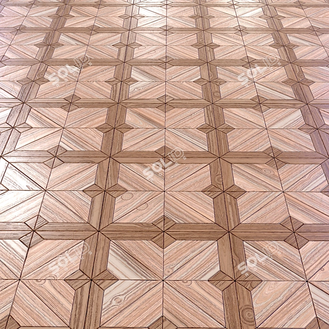 Seamless Wood Parquet 4K Texture 3D model image 4