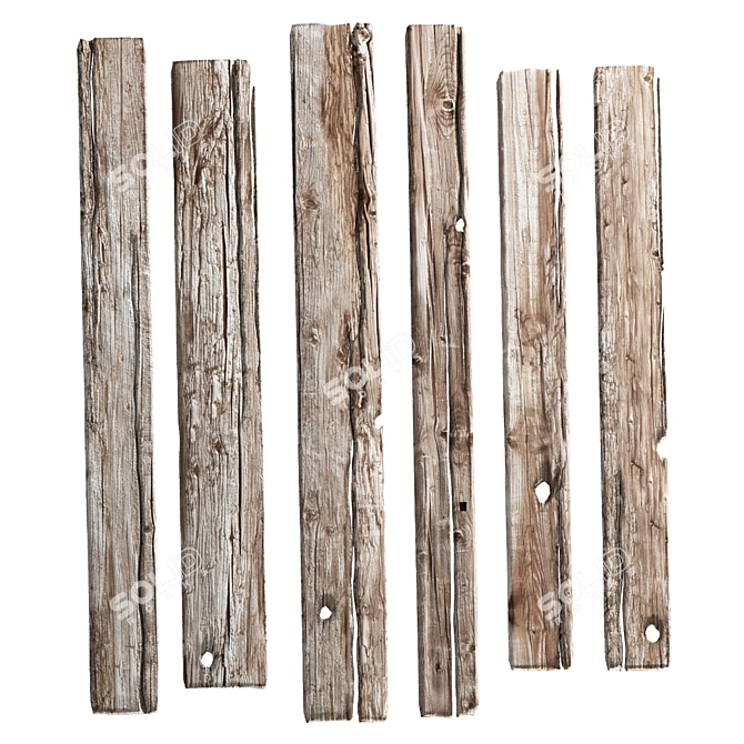 Vintage Wood Board Set 20 3D model image 1