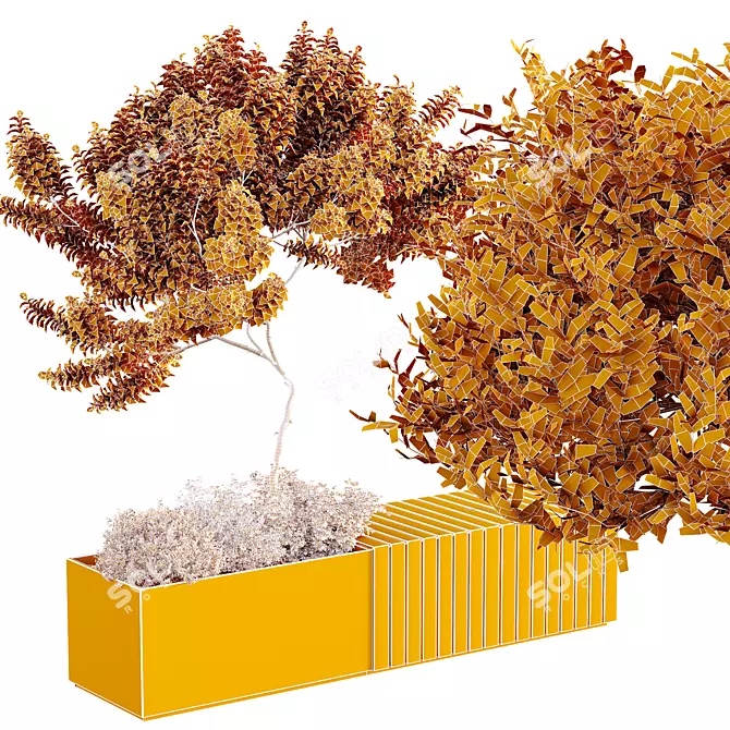 Urban Green Plant Bench Set 3D model image 5