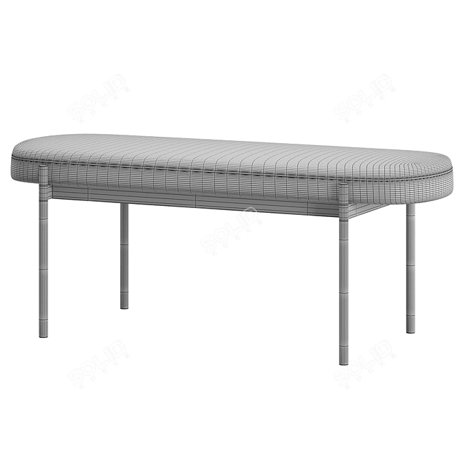 Hubsch Klint Bench: Red/Beige & Black 3D model image 2