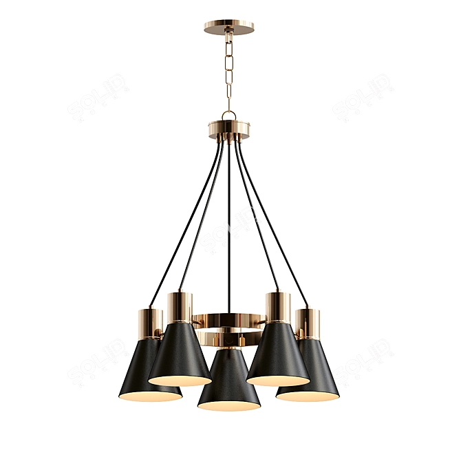 Grundy 5-Light Wagon Wheel Chandelier 3D model image 1