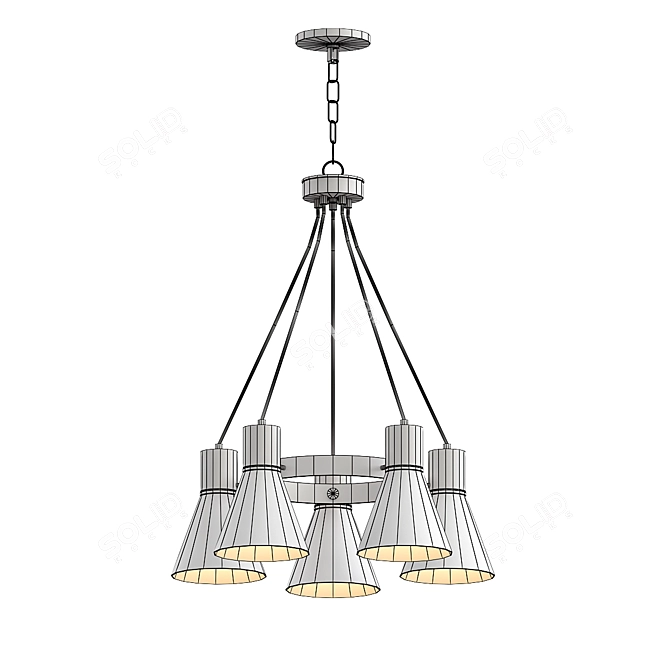 Grundy 5-Light Wagon Wheel Chandelier 3D model image 3