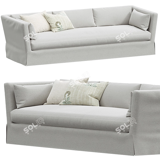 Elegant Belgian Slipcovered Sofa 3D model image 1