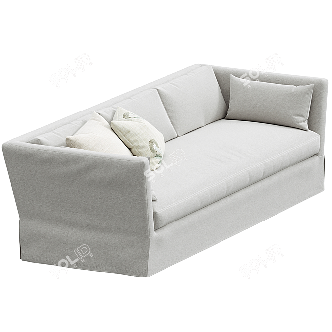 Elegant Belgian Slipcovered Sofa 3D model image 2