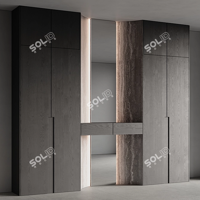 Modern Wardrobe 3D Model Kit 3D model image 1