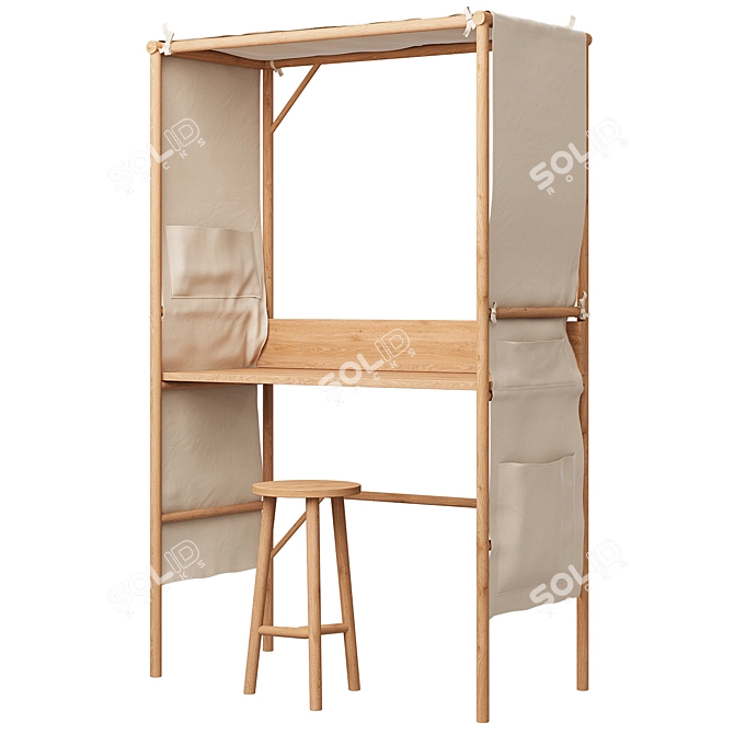 Oak Writing Desk Tent "Andy 3D model image 6