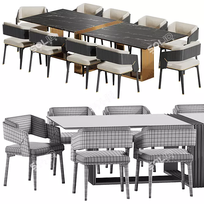 Elegant Vertigo Dining Set 3D model image 2