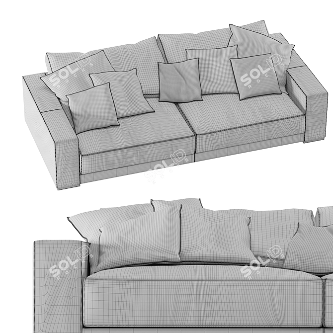  Luxe Budapest Velvet Sofa 3D model image 3