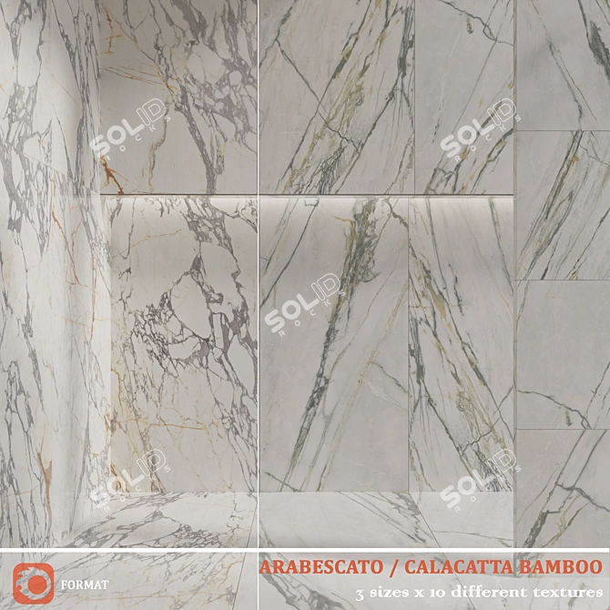 Marble Effect Bamboo Wall Tiles 3D model image 1