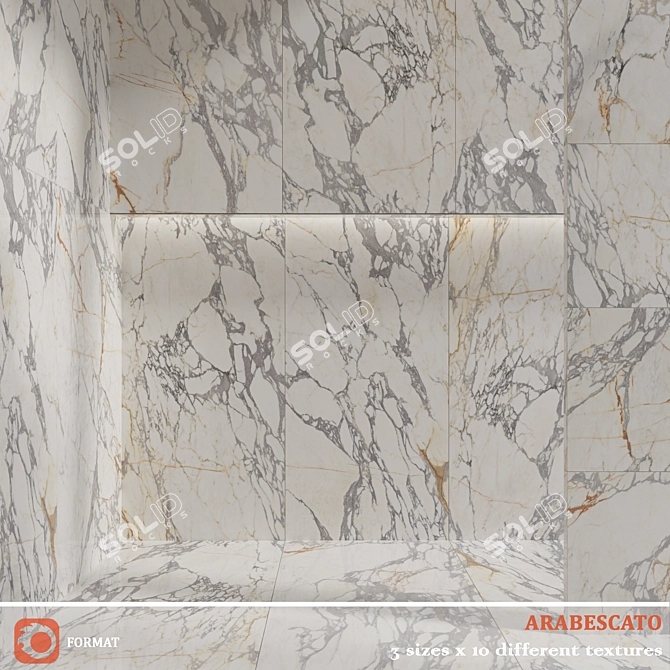 Marble Effect Bamboo Wall Tiles 3D model image 2