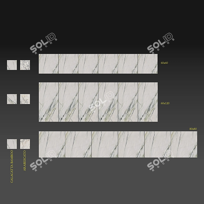 Marble Effect Bamboo Wall Tiles 3D model image 4