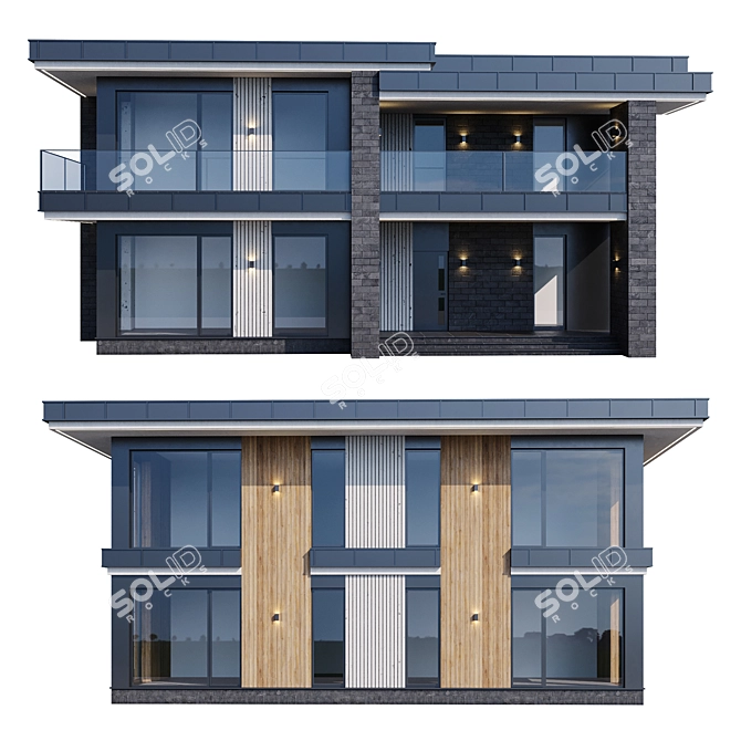 Architectural Mansion Model Kit 3D model image 2