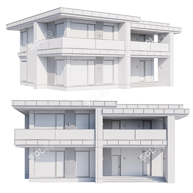 Architectural Mansion Model Kit 3D model image 5