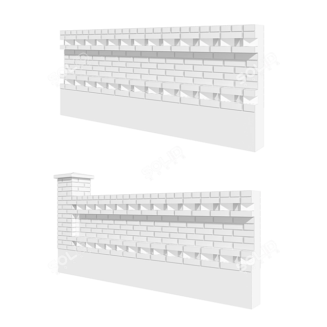 Brick Fence Kit Set 3D model image 2