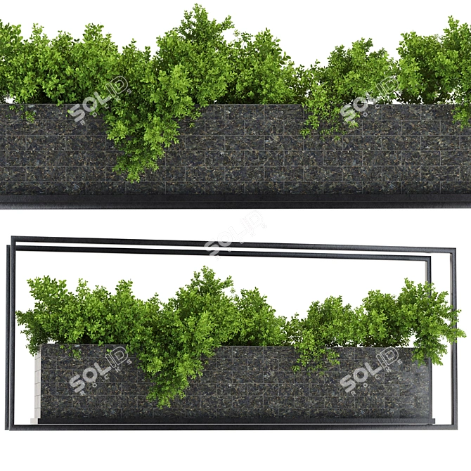 Metal Box Hanging Plant Set 3D model image 1