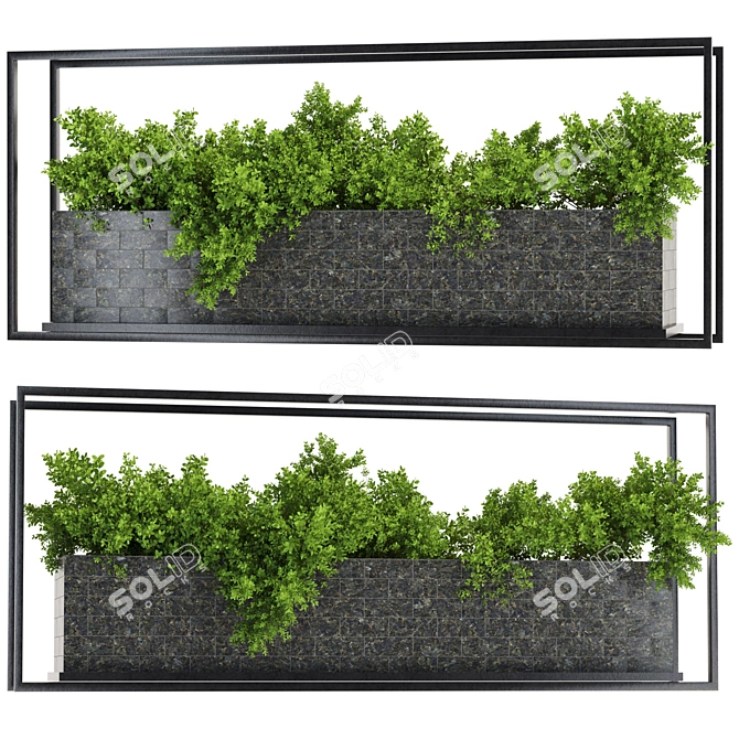 Metal Box Hanging Plant Set 3D model image 2