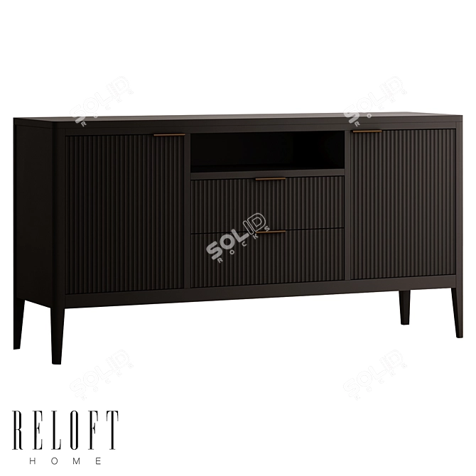 Modern Media Console with 2 Drawers 3D model image 1