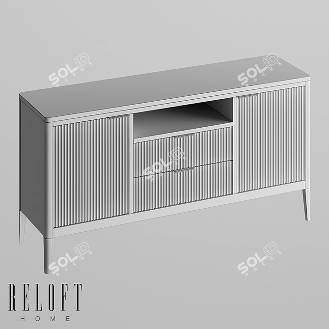 Modern Media Console with 2 Drawers 3D model image 2