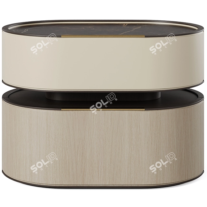 Elegant Yabu Bedside Table 3D model image 2