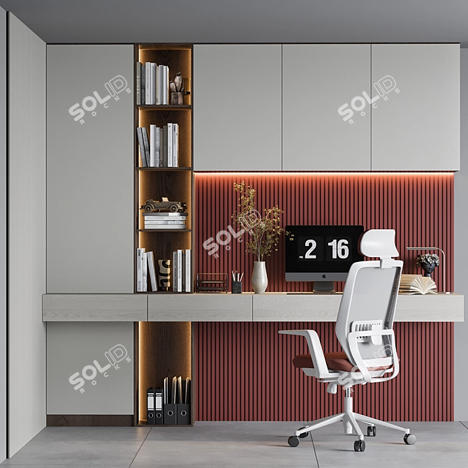 Modern Home Office Furniture Set 3D model image 1