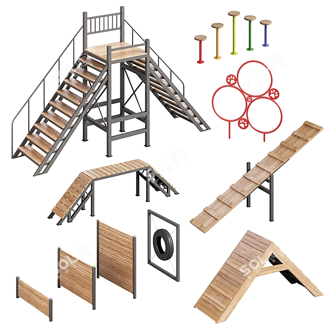 Canine Agility Park Equipment 3D model image 1