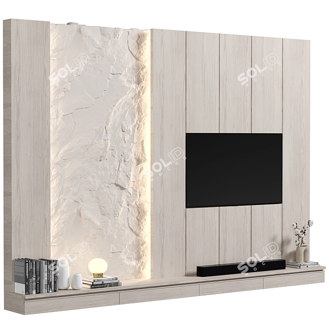 Luxury Wood TV Wall Console 3D model image 2