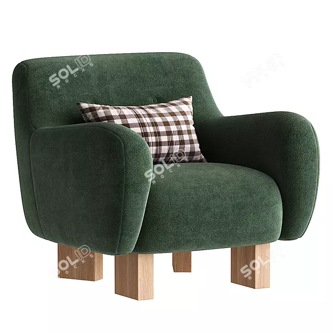 Emerald Green Cozy Lounge Chair 3D model image 1