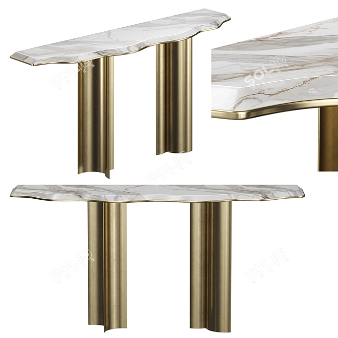 Art-Deco Gold Castle Console 3D model image 1