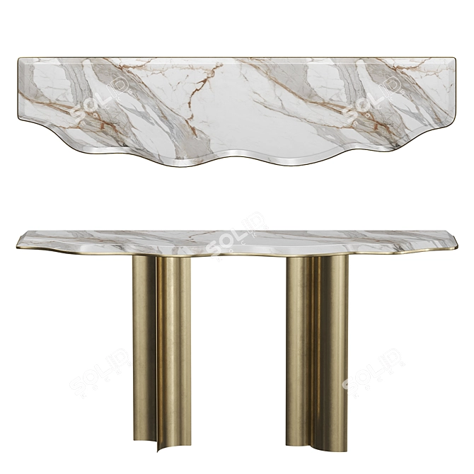 Art-Deco Gold Castle Console 3D model image 2