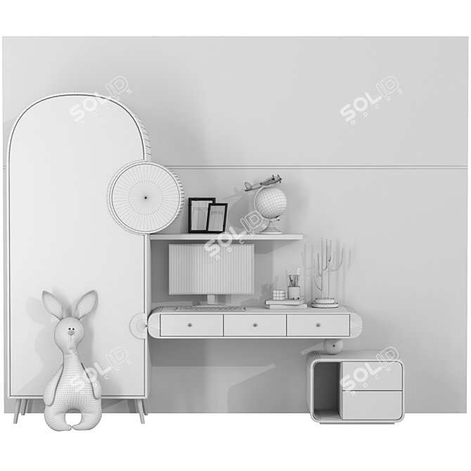 Kids Wall Unit & Soft Toy 3D model image 2