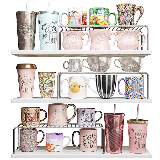 Stylish Mug Set Models Archive 3D model image 1