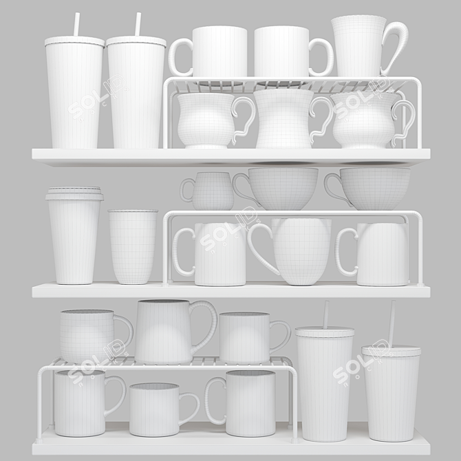 Stylish Mug Set Models Archive 3D model image 2