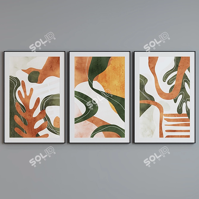 Modern Abstract Picture Frame Set 3D model image 3